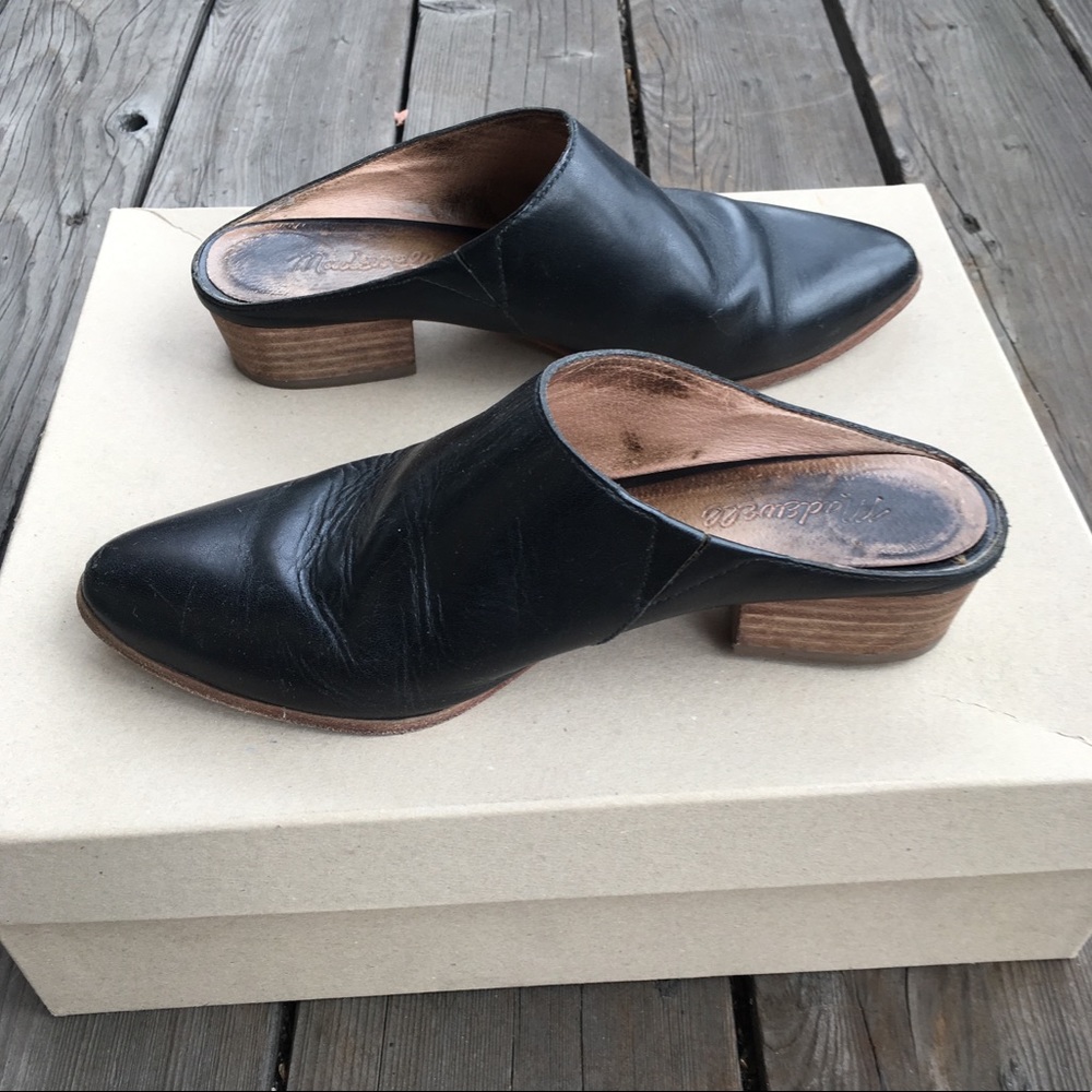 Madewell black leather low heel mules